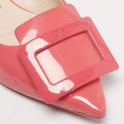 Pre Owned Roger Vivier Pink Patent Leather Gommettine Ballet Flats Size 36