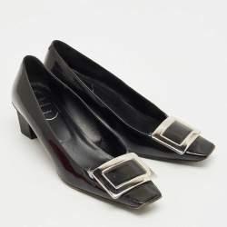 Pre Owned Roger Vivier Black Patent Leather Belle Vivier Pumps Size 37
