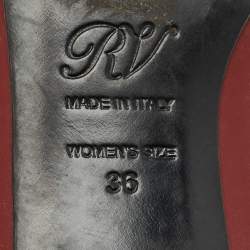 Pre Owned Roger Vivier Burgundy Leather Trompette Block Heel Pumps Size 36