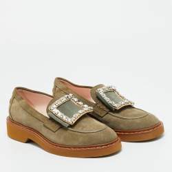 مملوكة مسبقًا حذاء لوفرز فيف رينجرز شامواه أخضر روجر فيفيه مقاس 38