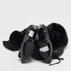 Pre Owned Roger Vivier Black Leather Viv' Choc Rouches Cuissards Knee Length Boots Size 37