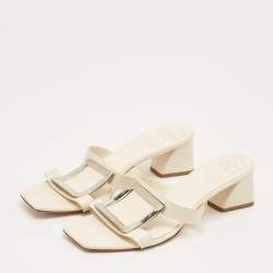 Pre Owned Roger Vivier Cream Leather Bikiviv Sandals Size 40.5