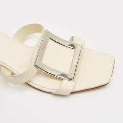 Pre Owned Roger Vivier Cream Leather Bikiviv Sandals Size 40.5