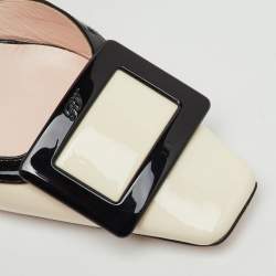 Pre Owned Roger Vivier White/Black Patent Leather Belle Vivier Ankle Strap Pumps Size 36