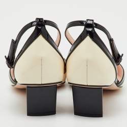 Pre Owned Roger Vivier White/Black Patent Leather Belle Vivier Ankle Strap Pumps Size 36