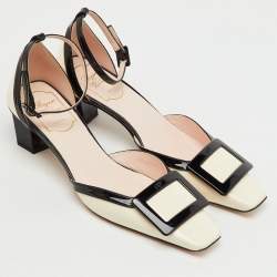 Pre Owned Roger Vivier White/Black Patent Leather Belle Vivier Ankle Strap Pumps Size 36