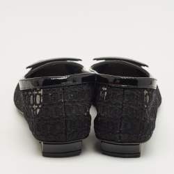 Pre Owned Roger Vivier Black Patent Leather Gommettine Ballet Flats Size 37.5