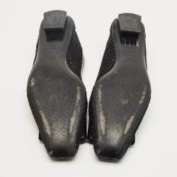 Pre Owned Roger Vivier Black Patent Leather Gommettine Ballet Flats Size 37.5