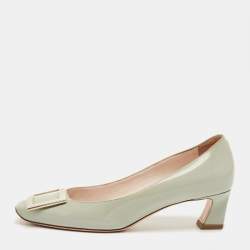 Pre Owned Roger Vivier Grey Patent Leather Trompette Pumps Size 36