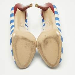 Pre Owned Roger Vivier Grey/Navy Blue Canvas Vivier Trompette Pumps Size 40