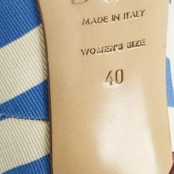 Pre Owned Roger Vivier Grey/Navy Blue Canvas Vivier Trompette Pumps Size 40