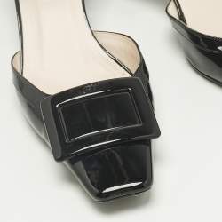 Pre Owned Roger Vivier Black Patent Leather Belle Vivier Ankle Strap Pumps Size 37.5
