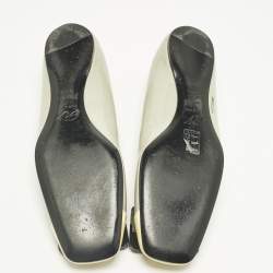 Pre Owned Roger Vivier Pastel Green/Yellow Patent Leather Square Cap Toe Ballet Flats Size 38.5