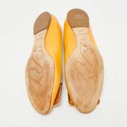 Pre Owned Roger Vivier Yellow Leather Trompette Ballet Flats Size 38.5