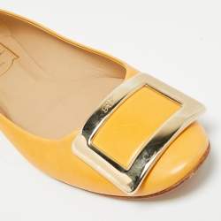 Pre Owned Roger Vivier Yellow Leather Trompette Ballet Flats Size 38.5