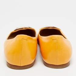 Pre Owned Roger Vivier Yellow Leather Trompette Ballet Flats Size 38.5