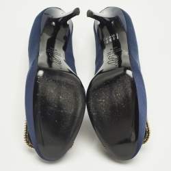 مملوكة مسبقًا Roger Vivier Limelight Buckle Size 39.5 Navy Blue Satin Pumps