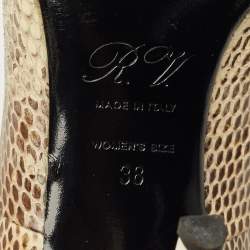 Pre Owned Roger Vivier Size 38 Beige/Brown Snakeskin Leather Pumps