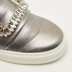 Pre Owned حذاء رياضي روجر فيفييه سنيكي فيف ساتان أسود وأزرق كحلي مزخرف سليب أون مقاس 35