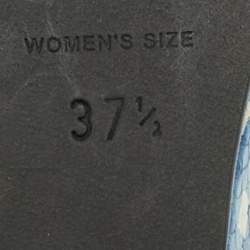 مملوكة مسبقًا Roger Vivier Gingham Size 37.5 Blue Snakeskin Embossed Leather Wedge Sandals