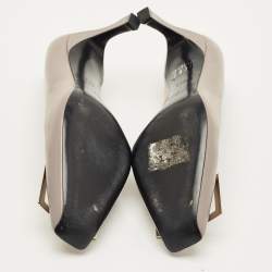 Pre Owned Roger Vivier Belle Vivier Trompette Size 38.5 Grey Leather Pumps