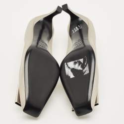 مملوكة مسبقًا حذاء كعب عالي روجر فيفييه ساتان رمادي مزين بالكريستال مقاس 40