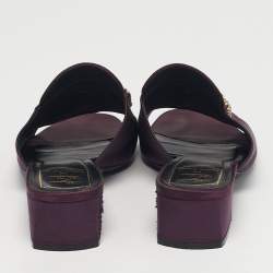Pre Owned Roger Vivier Size 39 Purple Satin Crystal Embellished Slide Sandals