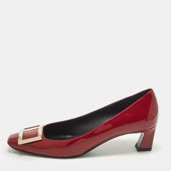 مملوكة مسبقًا Roger Vivier Belle Vivier Size 41.5 Red Patent Leather Block Heel Pumps