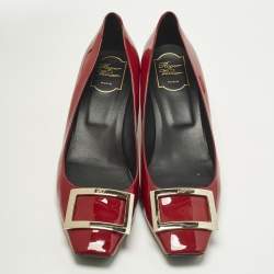 مملوكة مسبقًا Roger Vivier Belle Vivier Size 41.5 Red Patent Leather Block Heel Pumps