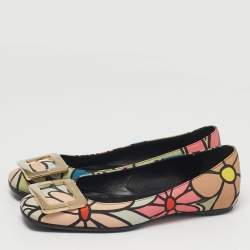 مملوكة مسبقًا Roger Vivier Belle Vivier Size 35.5 Multicolor Canvas Ballet Flats