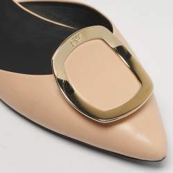 مملوكة مسبقًا Roger Vivier Trompette Size 38.5 Beige Leather D'orsay Ballet Flats