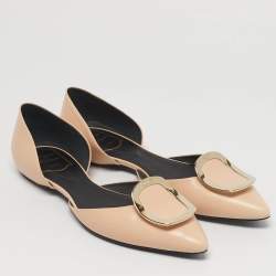 مملوكة مسبقًا Roger Vivier Trompette Size 38.5 Beige Leather D'orsay Ballet Flats