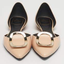 مملوكة مسبقًا Roger Vivier Trompette Size 38.5 Beige Leather D'orsay Ballet Flats
