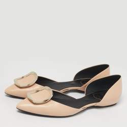 مملوكة مسبقًا Roger Vivier Trompette Size 38.5 Beige Leather D'orsay Ballet Flats