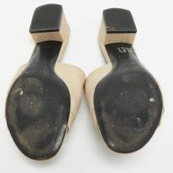 Pre Owned Roger Vivier Size 41 Beige Canvas Crystal Embellished Slide Sandals