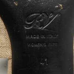 Pre Owned Roger Vivier Size 41 Beige Canvas Crystal Embellished Slide Sandals