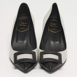مملوكة مسبقًا Roger Vivier Belle Vivier Trompette Size 35 Grey/Black Leather Pumps
