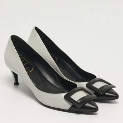 مملوكة مسبقًا Roger Vivier Belle Vivier Trompette Size 35 Grey/Black Leather Pumps