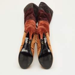 Pre Owned حذاء بوت بطول الركبة متعددة الألوان سويدي روجر فيفييه بريزميك مقاس 36.5