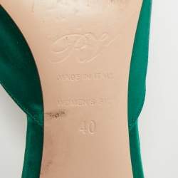 Pre Owned حذاء مولز روجر فيفييه آر في بروش أخضر ساتان مرصع بالكريستال مقاس 40