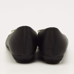 Pre Owned حذاء باليرينا مرصّع كريستال ساتان أسود روجر فيفييه بيل فيفيير مقاس 35