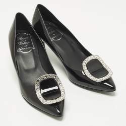 مملوكة مسبقًا حذاء كعب عالي روجر فيفييه جلد لامع أسود مقاس 35