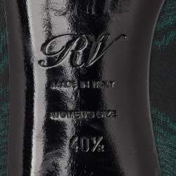 Pre Owned حذاء كعب عالي روجر فيفييه مزين بحلية كريستالية قماش أخضر داكن/أسود مقاس 40.5