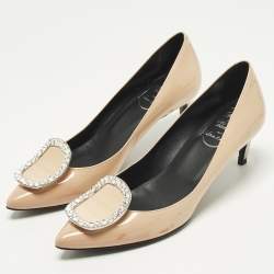 Pre Owned Roger Vivier Belle Vivier Trompette Size 35 Beige Patent Leather Pumps