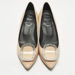 Pre Owned Roger Vivier Belle Vivier Trompette Size 35 Beige Patent Leather Pumps
