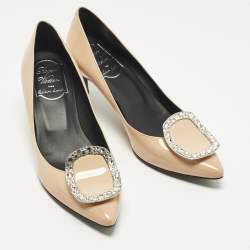 Pre Owned Roger Vivier Belle Vivier Trompette Size 35 Beige Patent Leather Pumps