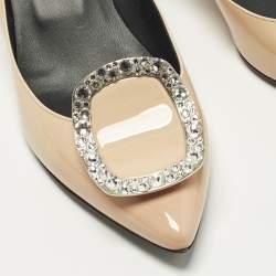 Pre Owned Roger Vivier Belle Vivier Trompette Size 35 Beige Patent Leather Pumps