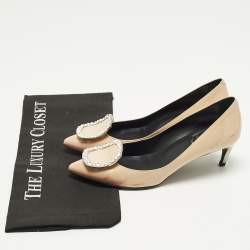 Pre Owned Roger Vivier Belle Vivier Trompette Size 35 Beige Patent Leather Pumps