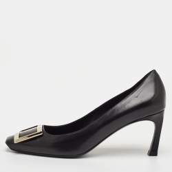 مملوكة مسبقًا Roger Vivier Belle Vivier Trompette Size 37.5 Black Leather Pumps