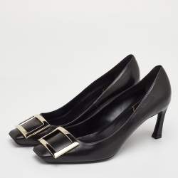 مملوكة مسبقًا Roger Vivier Belle Vivier Trompette Size 37.5 Black Leather Pumps